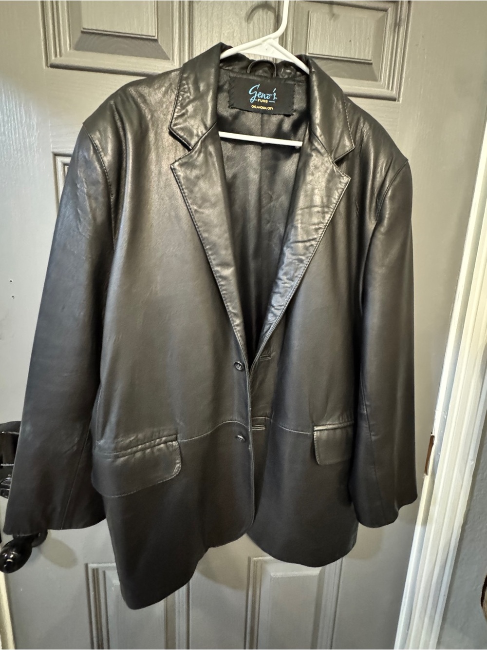 Mens 2xl Vintage Italian Leather black sports coat Geno’s Knoles & Carter